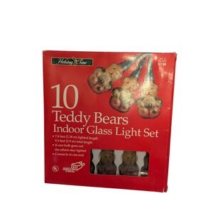 Teddy Bear 10 Glass Indoor Light Set - Holiday Time Indoor String Lights